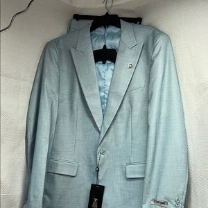 NWT Stacy Adams‎ Light Blue Men's 3 pc suit 44L/36R
